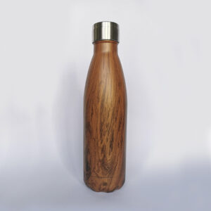 Botella termo acero inoxidable diseño madera