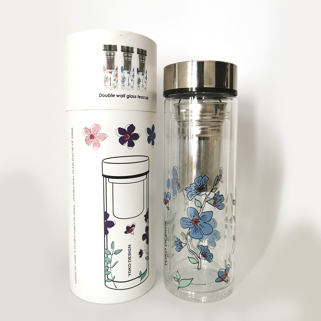 Ficticio alcanzar Coro Botella tisanera termo cristal flores azul – Entre Tés y Cafés