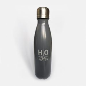 Botella de acero inoxidable "H2O" gris
