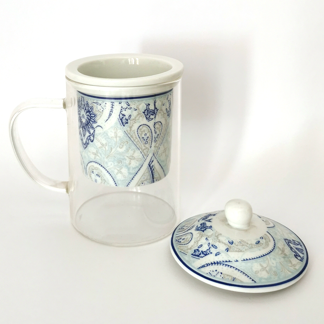 Taza de cristal para té con filtro y tapa – Tisanera – Entre Tés y Cafés